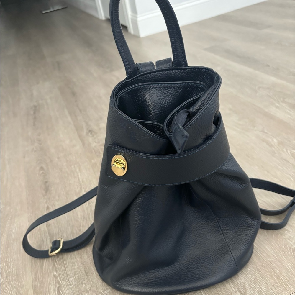 Chic Navy Leather Women's Backpack